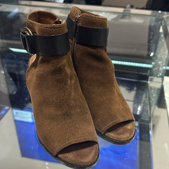 Frye Danica Harness Suede Peep Toe Booties - Picture 4 of 7